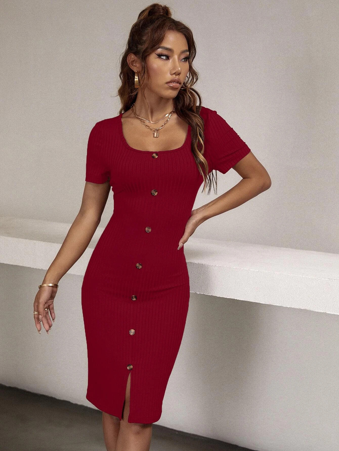 Cotton Ribbed Off Shoulder Bodycon Dress Sexy Spring Summer Comfortable Fit Wholesale Available