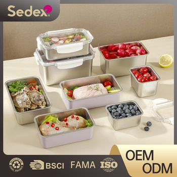 Cross-border special for 304 stainless steel fresh-keeping box buckle refrigerator storage box heating food grade microwave oven sealed box