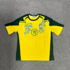 VESCARTES football Brazil jersey loose sports size 90 embroidered logo flower short sleeved T-shirt popular in foreign trade