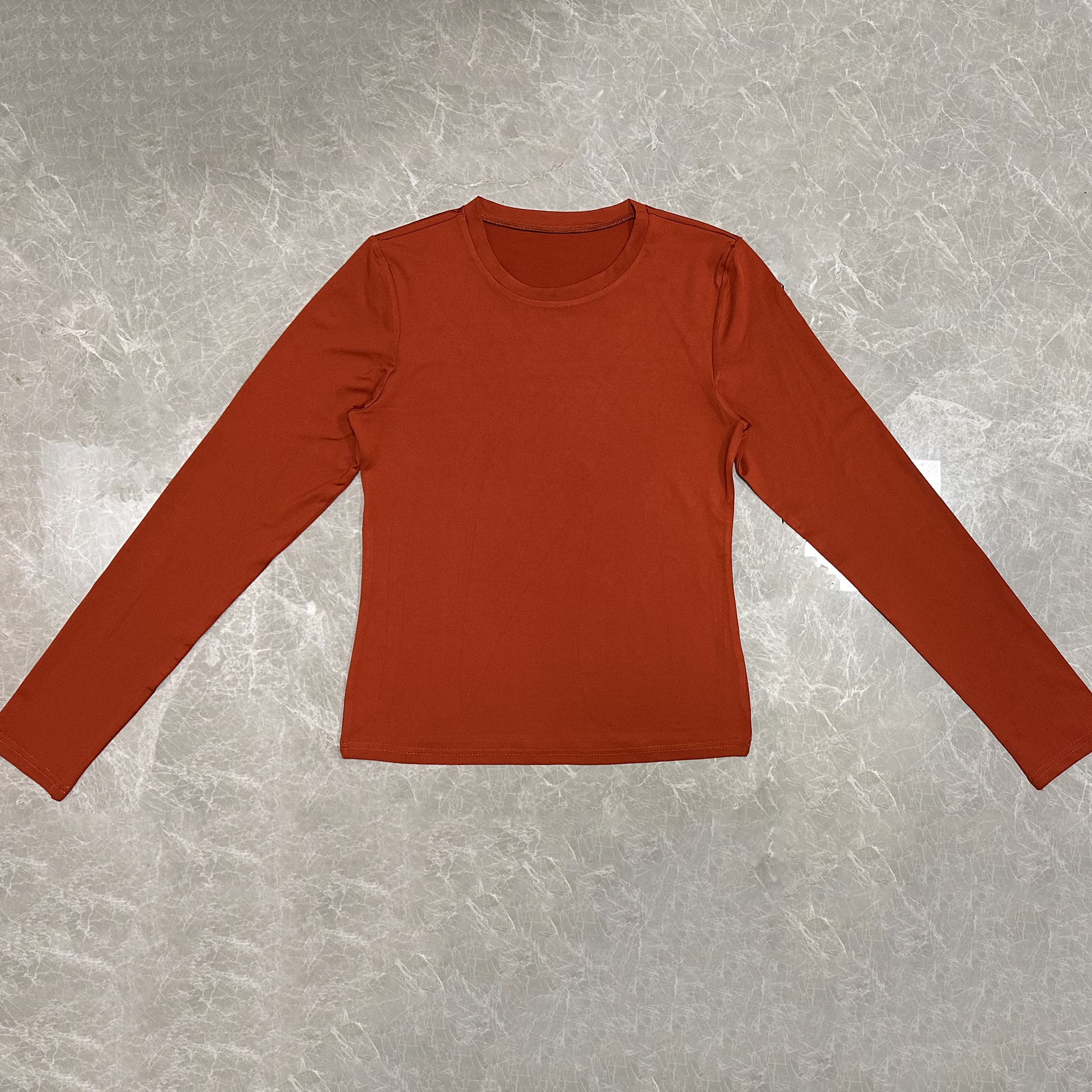 欧美女装休闲长袖t恤春秋纯色修身套头衫t恤女街装打底衫上衣