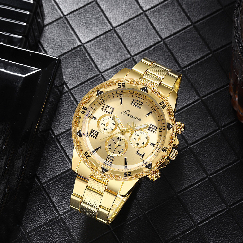 Men's Watch, High-End Feel, Foreign Trade Ready Stock, Blue Light Glass, Steel Band, Men's Watch, Cross-Border Large Dial Quartz Watch