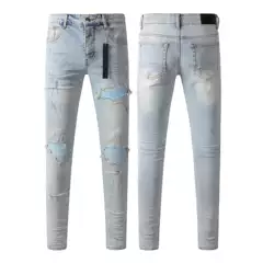 Foreign Trade Cross-border European and American Trendy Brand Street hiphop Fashion Tight-fitting Jeans