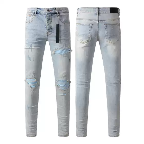 Foreign Trade Cross-border European and American Trendy Brand Street hiphop Fashion Tight-fitting Jeans