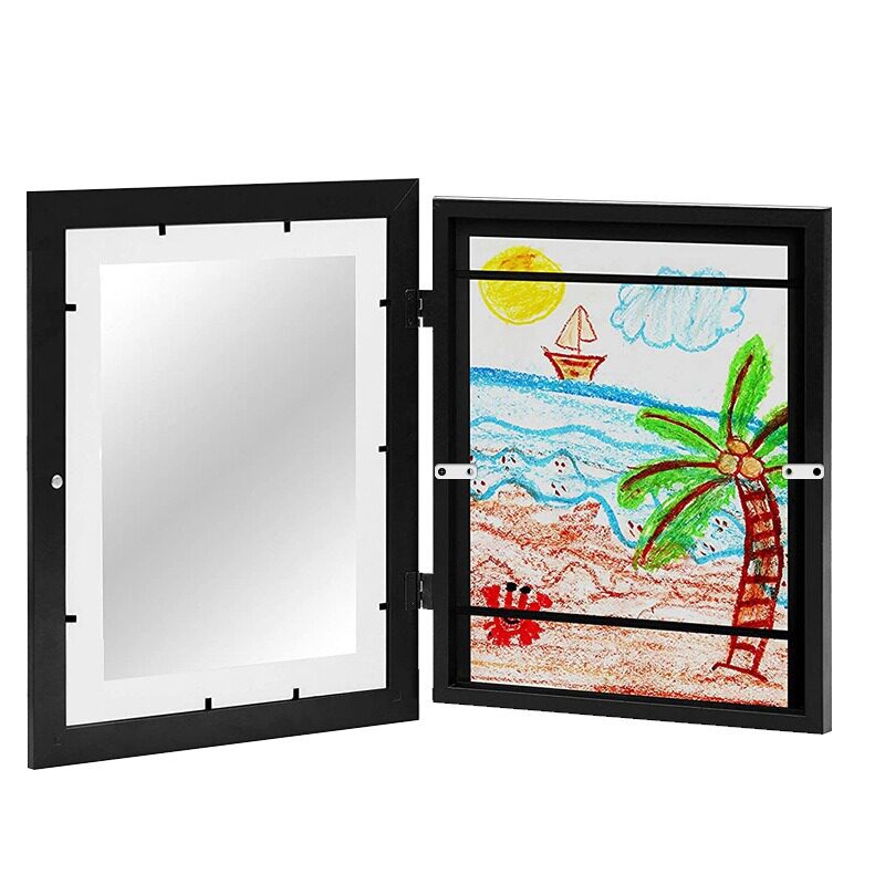 Cross-border New Children's Picture Frame Hot Wooden Oil Painting Storage Box Kids Art Frames Flip Magnetic Photo Frame