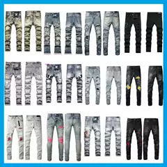 【Cross-Border】Am High Street Fashion Brand Heavy-Duty Washed Ripped Jeans Original Design Embroidery Unisex Style