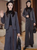 Fashion Suit for Women, Autumn and Winter New Style, Slimming, Petite, Chanel-Style Short Jacket and Wide-Leg Pants Two-Piece Set, Trendy