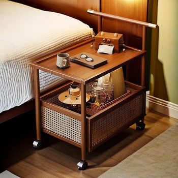 Bedside Storage Rack Movable Bedside Table Non-Solid Wood Simple Modern Side Table Creative Household Multifunctional Storage Cabinet