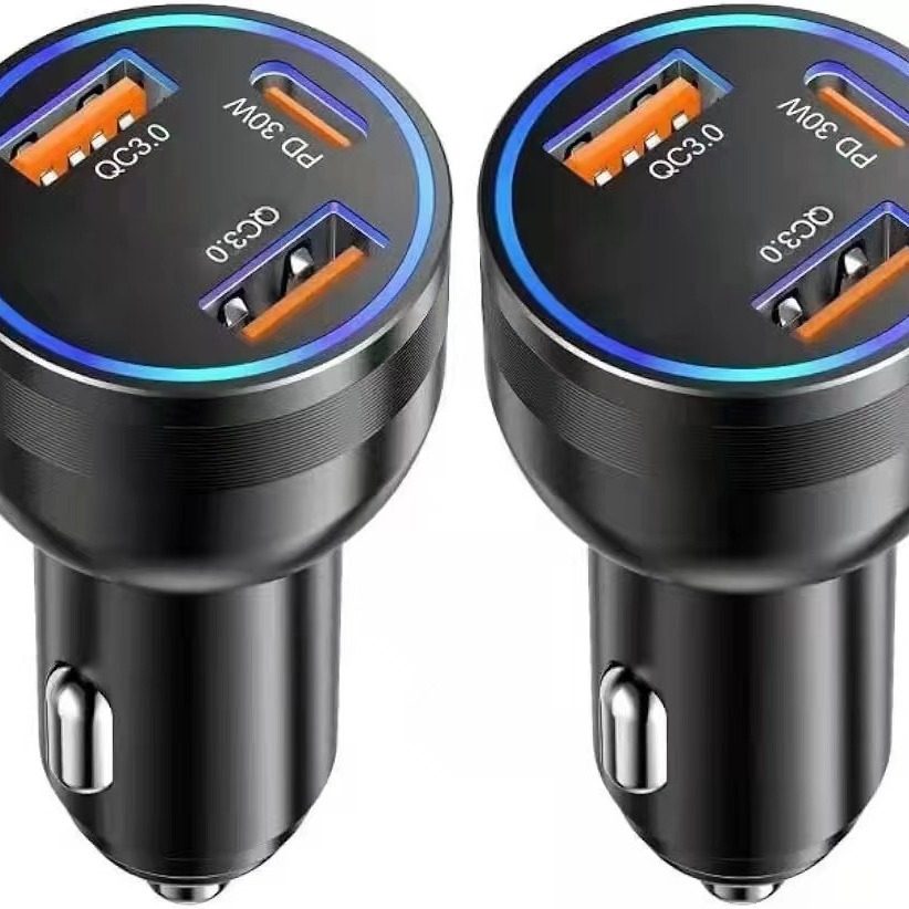 Factory one-to-three car charging aluminum alloy super fast charging high-power PD30W cigarette lighter car mobile phone charger