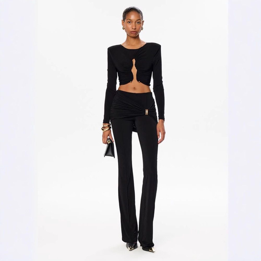 Womens Autumn Winter Elegant Two Piece Set Slim Fit Pleated Design Fashionable Style Perfect for Formal Occasions