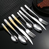 Cross-border Stainless Steel Tableware Embossed Gold Plated Star Diamond Knife and Fork Spoon suit Hotel Western Steak Knife and Fork Household Spoon