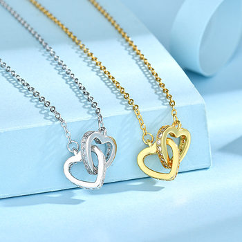 High-end accessories love double-ring pendant necklace women 18k gold light luxury niche temperament net red clavicle chain wholesale