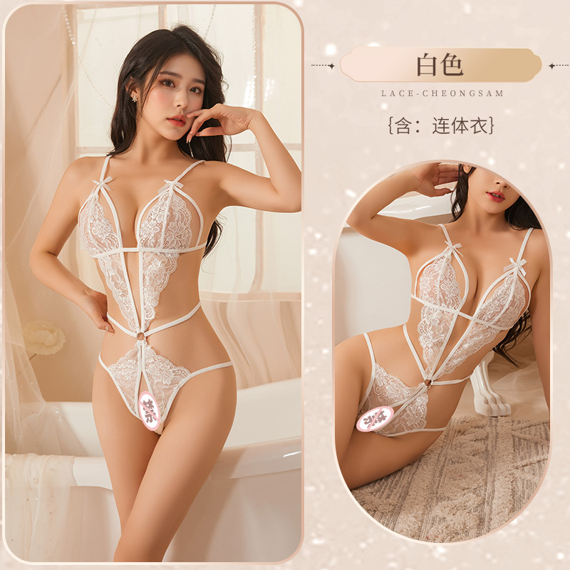 情趣内衣性感蕾丝诱惑连体衣火辣镂空三点开档制服女睡衣一件代发