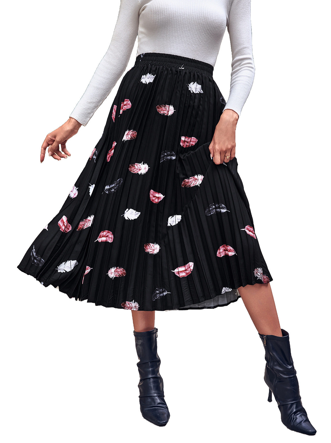 Chiffon Midi Skirt Elegant Floral Print Lightweight Fabric Comfortable Fit Perfect for Spring and Summer Wholesale
