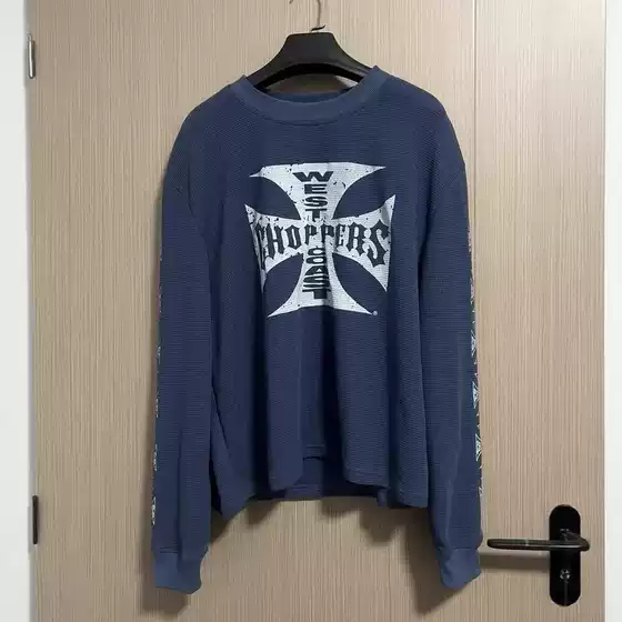 West Coast Choppers Vintage Waffle Logo Loose Casual Retro Long-Sleeved T-Shirt
