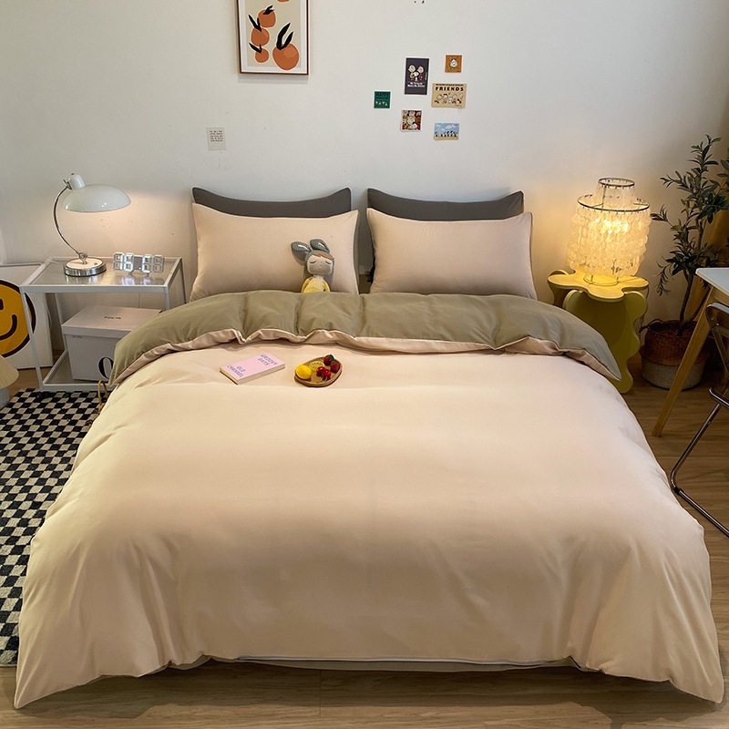 Factory wholesale newborn upper and lower bed dormitory three-piece set College student four-piece skin-friendly simple bed sheet quilt cover