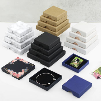 Kraft paper Foreign trade low box 1.6cm Amazon jewelry packaging box jewelry box necklace box thin box with logo