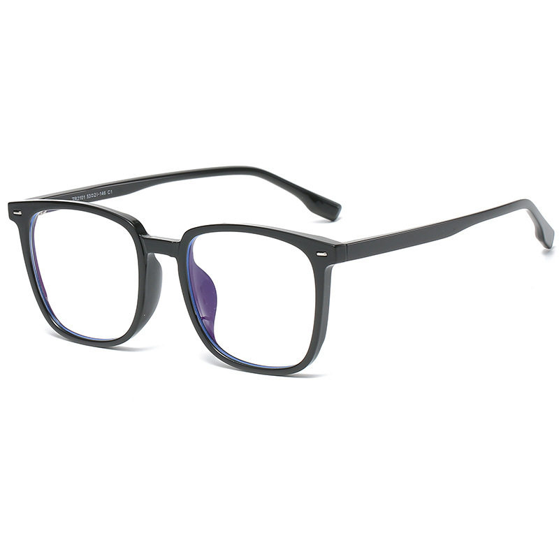 Black-Framed Glasses for Men, Ultra-Light Square-Frame Myopia, Can Be Equipped with Prescription, Universal, Large-Face Frosted Flat Glasses Frames for Trendy Women