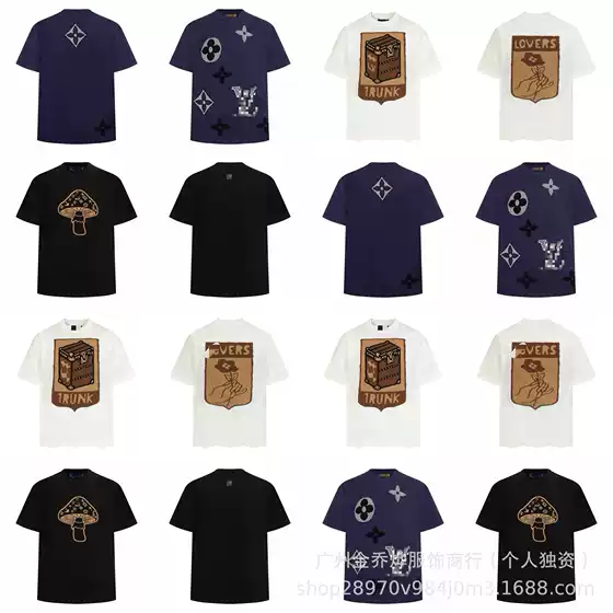 New Designer-Style Mushroom Letter Jacquard Crewneck Fashion Versatile Wool Knit Short Sleeve Sweater for Cross-Border Trade