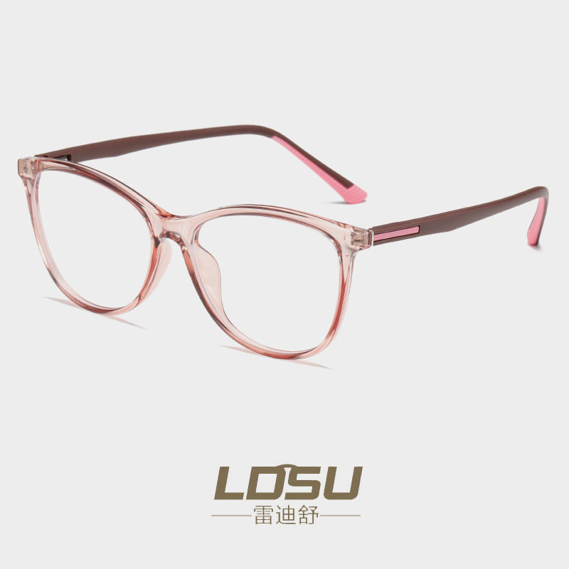 TR90 glasses frame foreign trade spring plain glasses men's cat eye trendy myopia multi border blue light glasses women 81357