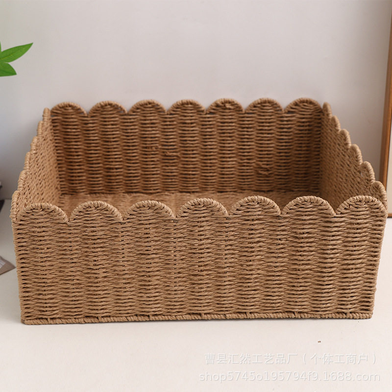 Cross-Border Fan-Shaped Woven Storage Basket Household Large-Capacity Clothes and Sundries Desktop Snacks and Toys Storage Basket
