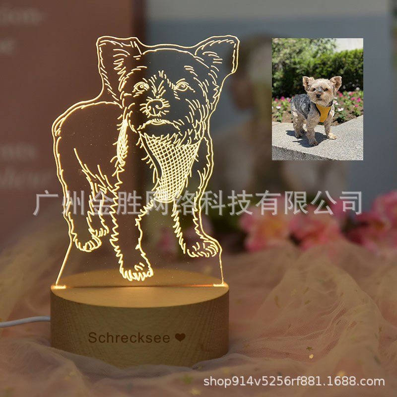 Cross-Border Drawing Portrait 3D Night Light Valentine's Day Photo Pet Company Advertising Wedding Gift Halloween Ornaments