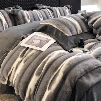 Thickened 10kg A winter milk velvet four-piece set 2023 new Danish mink fleece-lined bedding 1.8