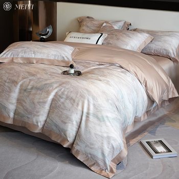 Home Textile Light Luxury Long-staple Cotton Four-piece Set High-support Cotton 100S Cotton Quilt Cover High-grade Bedding