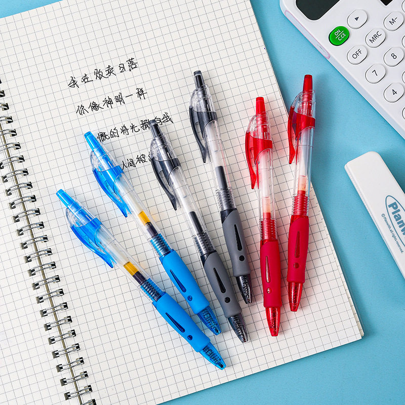 New 1008 push gel pen three-color non-slip bullet pen refill gel pen water pen learning office supplies