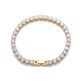 European and American hip-hop titanium steel non-fading single-row diamond full diamond AAA zircon tennis bracelet men's and women's fashion bracelet