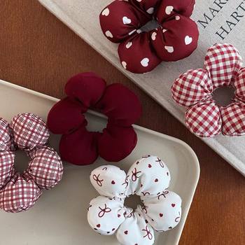 Sweet Bubble Flower Hair Ring Women's Bow Plaid Horse Tail Hair Rope Balls Hair Rope New Internet Celebrant Hair Accessories