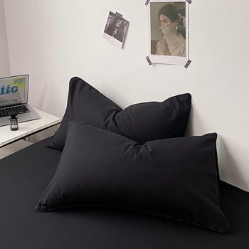 Solid color washed cotton pillowcase dormitory pillowcase pillowcase 48x74cm home B & B ins one pack