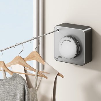 Invisible Clothesline for Drying Clothes, Hotel Indoor No-Drill Bathroom Retractable Balcony Steel Wire Rack