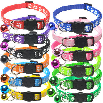 Cat Collar, Dog and Cat Single Paw Print Bell Cat Buckle Collar, Safety Buckle Cat and Dog Collar, Pet Collar