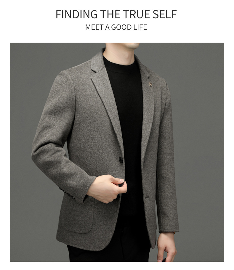 Áo blazer nam len hai mặt dáng ôm phong cách tối giản — màu cam, con lạc đà