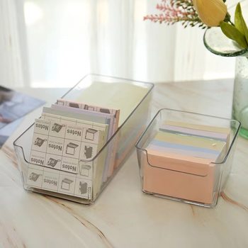 Simple ins Post-it Sticky Storage Box Desktop Rectangular Acrylic Transparent Drawer Student Dormitory Stationery Collection