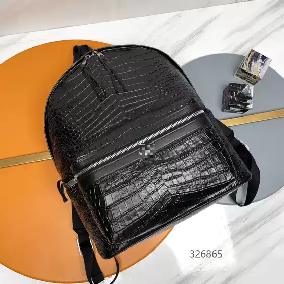 Y's Backpack 2026 New Fashion Simple Lightweight Backpack Korean Style Retro Crocodile Pattern Cowhide Cross-Body Bag