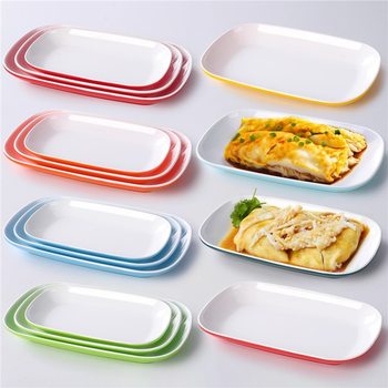 Melamine Two-Color Rice Roll Plate Breakfast Shop Rectangular Snack Plate Commercial Tableware Hot Pot Barbecue Side Dish Cold Dish Plate