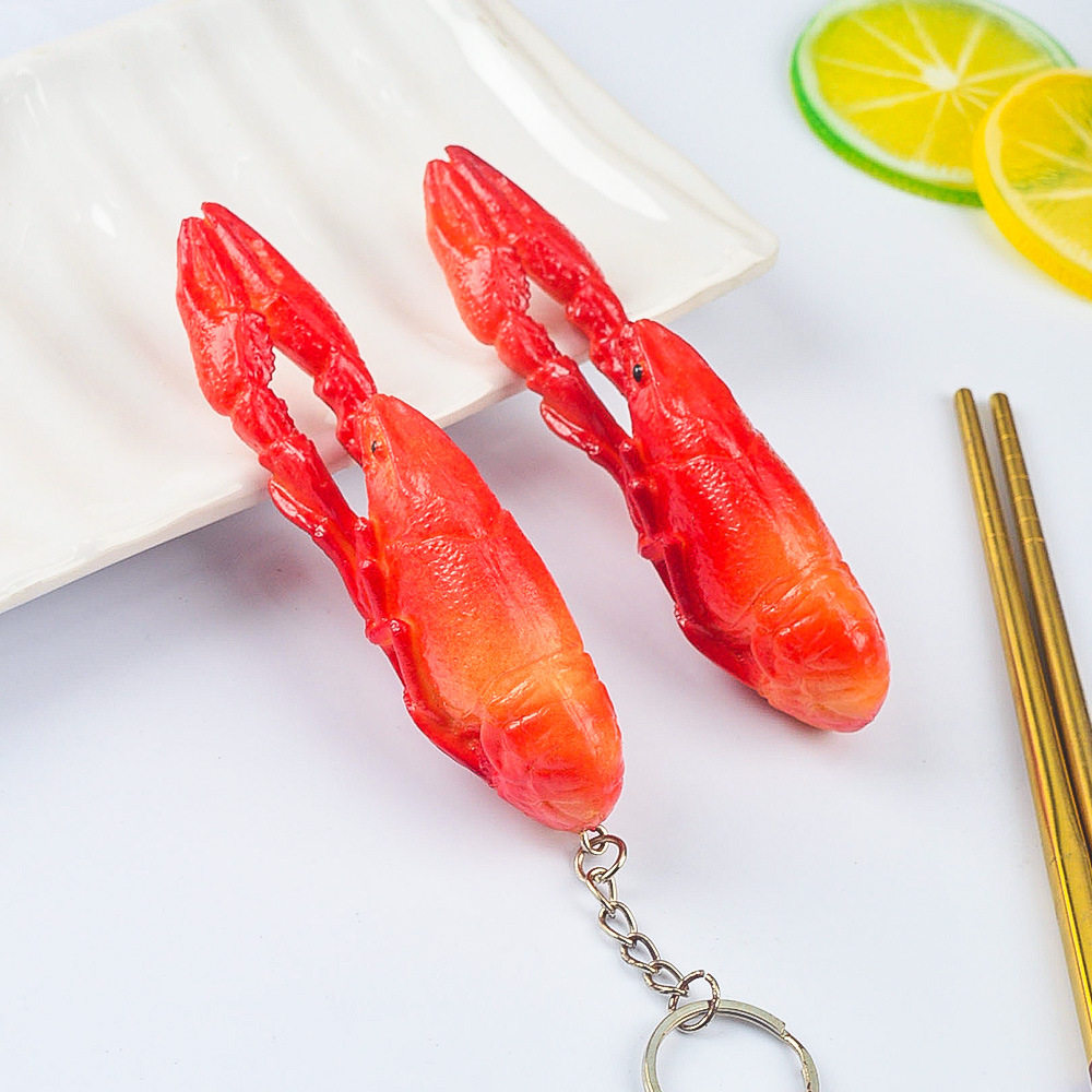 Crayfish Keychain Pendant Simulation Food Model Stereo Spicy Crayfish Props Ornaments Promotional Gifts