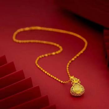 Shake Tone New Filament Hollow Bag Necklace Women's Niche Design Bag Pendant Clavicle Chain for Mother Gift