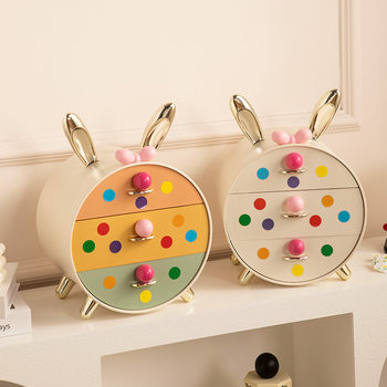Bunny Children's Hairpin Desktop Stationery Storage Box Multi-layer Drawer Type Student Cute Dormitory Cosmetic Storage Box