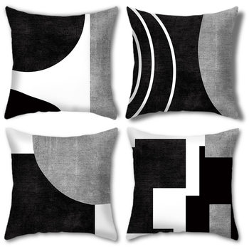 Amazon New Contrast Color Pillow Geometry Splicing Black Pillow Case Living Room Sofa Pillow Car Pillow Case