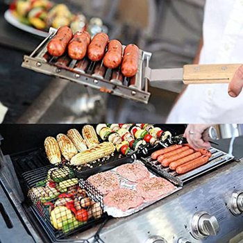 Amazon factory wholesale stainless steel sausage rack removable rollable hot dog grill grill suit combination