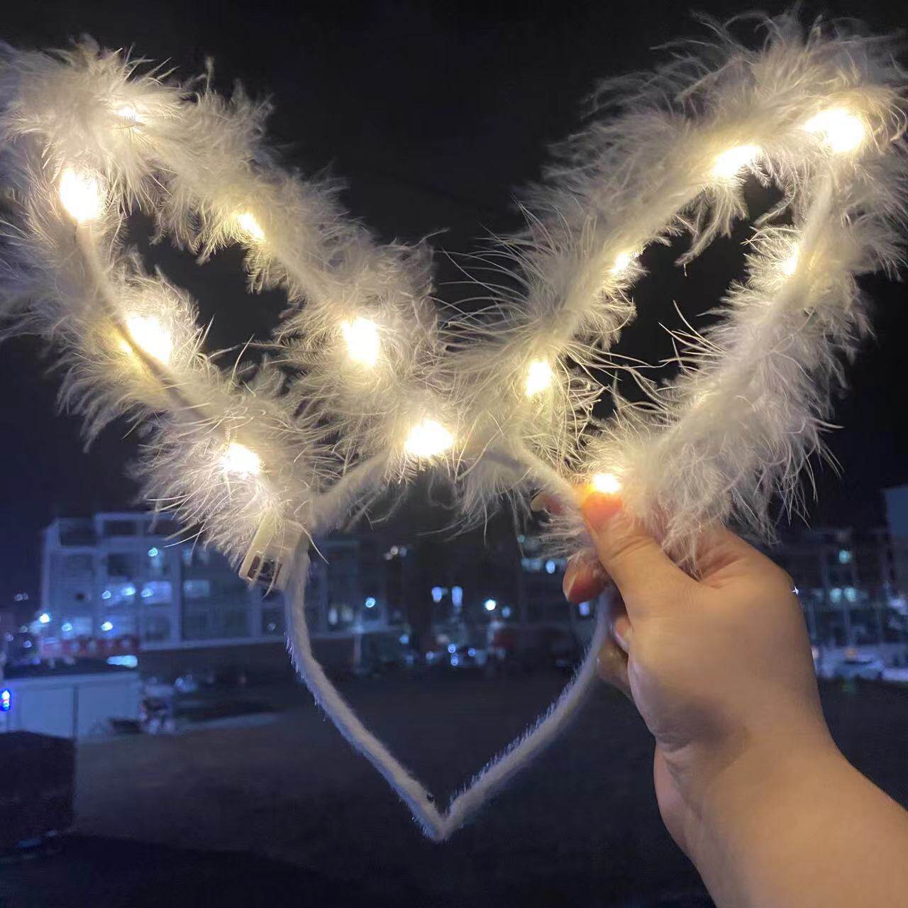 发光皇冠天使翅膀羽毛发箍舞台节日头饰仙女头环发光玩具批发夜市