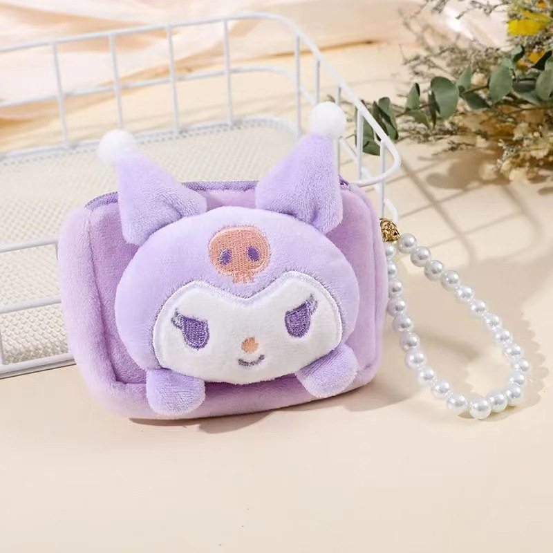 Cartoon Coin Purse Cute Korean Style Pearl Lanyard Small Wallet Ins Mini Doll Square Wallet
