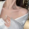 Korean Style Silver Plain Chain Pendant Sparkling Starry Sky Necklace Accessory Simple Versatile High-End Collarbone Jewelry