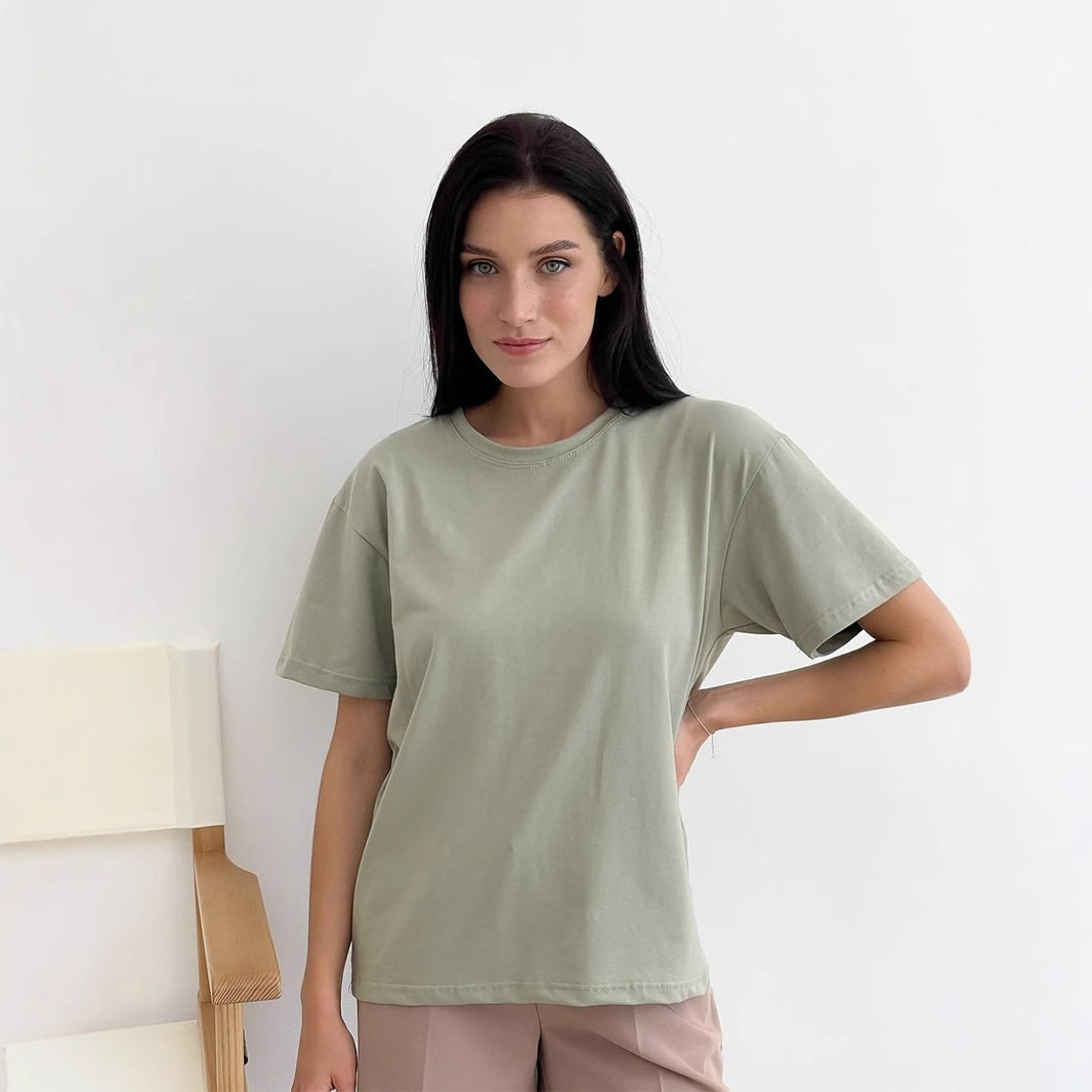 Womens 100 Cotton Solid Color T Shirt Round Neck Short Sleeve Versatile Style Spring Summer Collection Wholesale