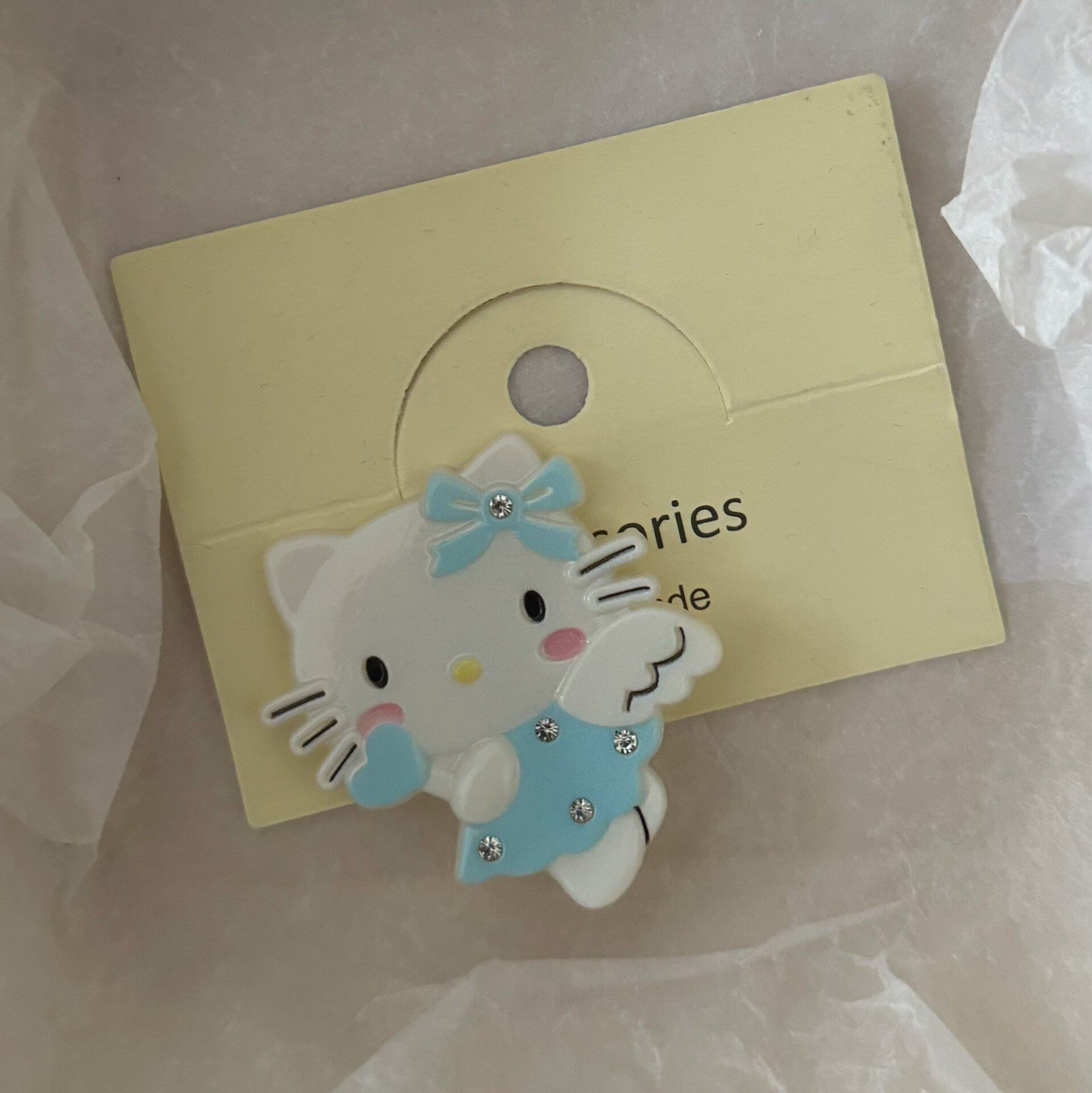 冬季新款奶油粉色猫咪翅膀发夹卡通甜美高颜值少女风刘海发卡发饰