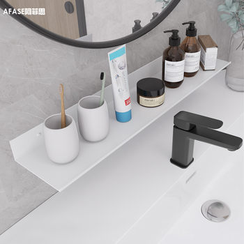 No Punching Bathroom Storage Rack White Punch-Free Bathroom Sink Cosmetics Storage Bathroom Storage Rack