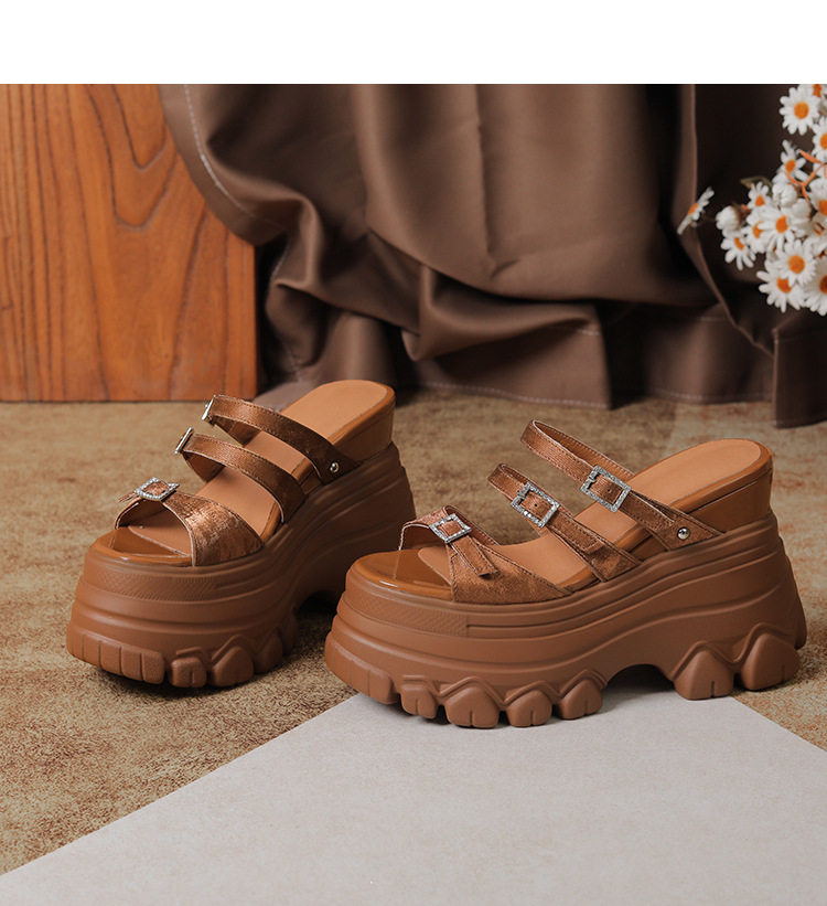 Sandal cao gót nữ mũi hở đế dày 12 cm, phong cách platform — Trắng Bạc, Đen, Mơ Sẫm chi tiết 20