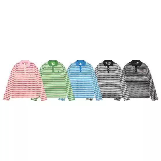 Cross-border foreign trade wholesale spring and summer new CH Crow cross striped Jacquard long sleeve T-shirt couples men and women with the same explosion
